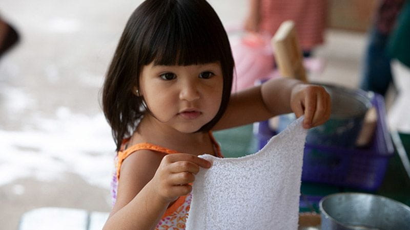 toddler student at bridges montessori